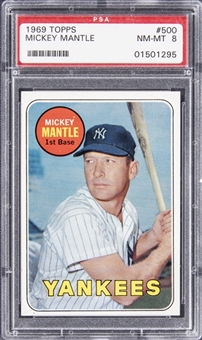 1969 Topps #500 Mickey Mantle - PSA NM-MT 8
